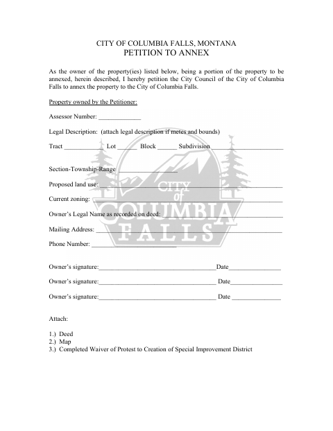 First page of the Petition to Annex