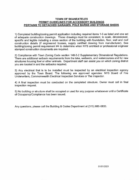 First page of the Accessory Building Permit Application