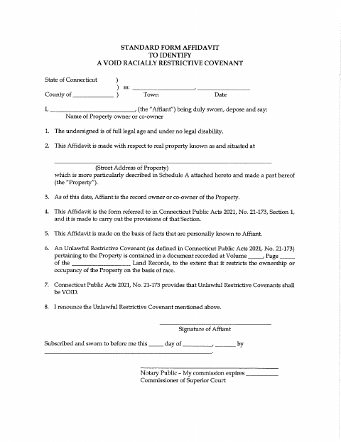 First page of the Void Racially Restrictive Covenant Affidavit