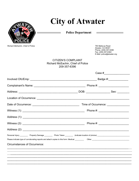 First page of the Citizen’s Complaint