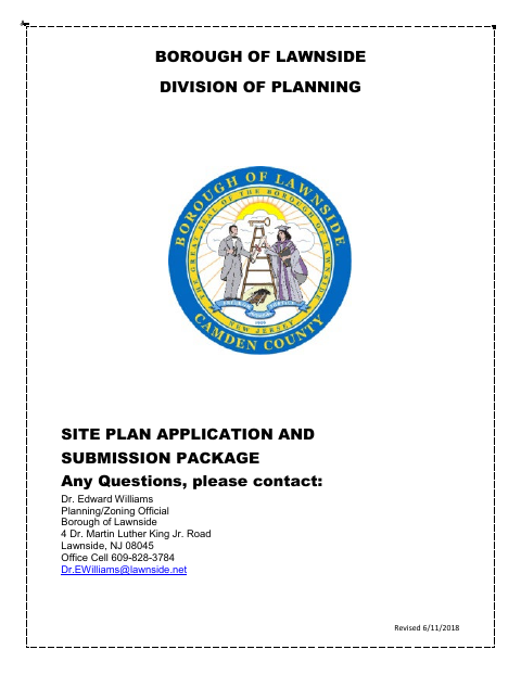 First page of the Site Plan Application and Submission Package