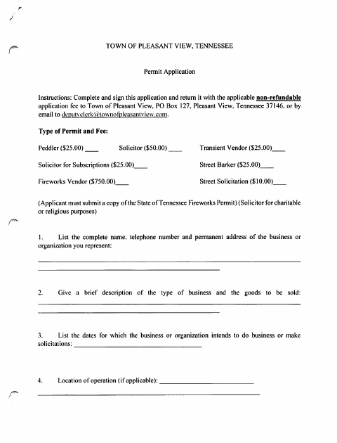 First page of the Street Solicitation Permit Application