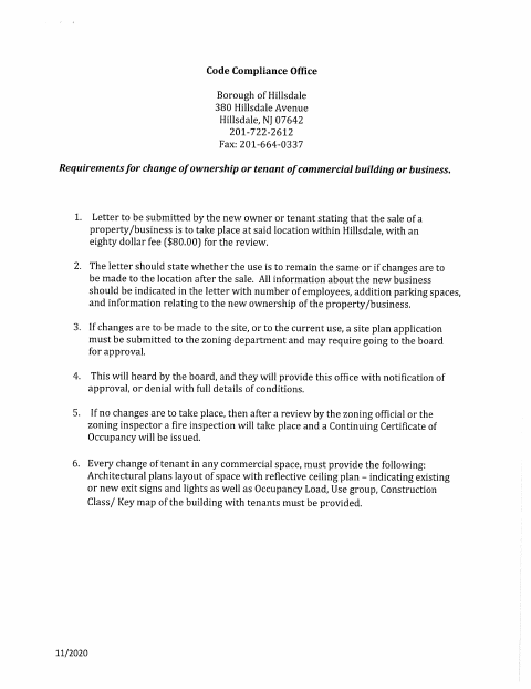 First page of the New Business Application Form