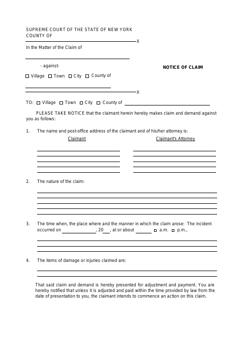 First page of the Notice of Claim