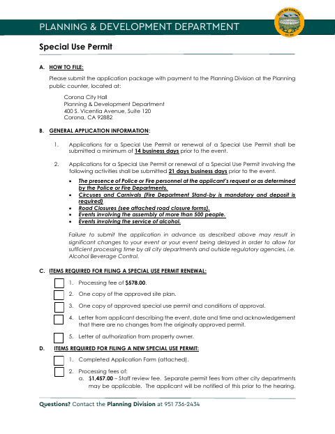 First page of the Special Use Permit