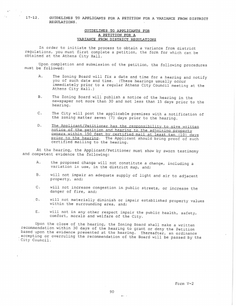 First page of the Zoning Appeal or Variance Petition