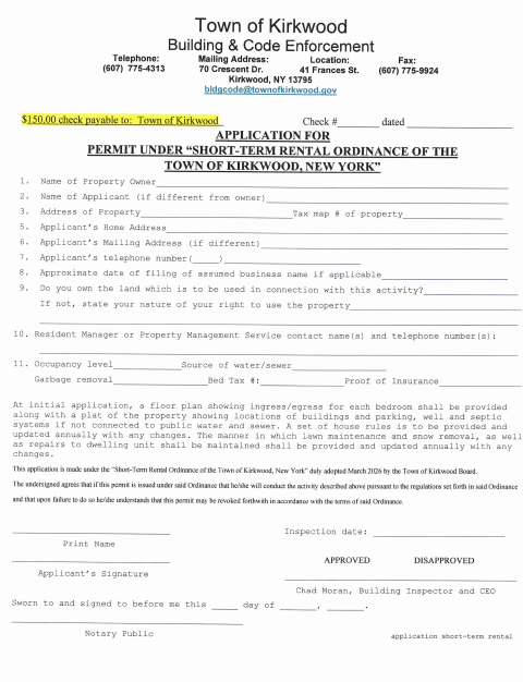 First page of the Short-Term Rental Permit Application