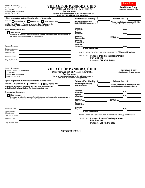 First page of the Individual Extension Request