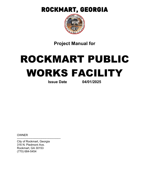 First page of the Public Works Facility Project Manual And Bid Forms