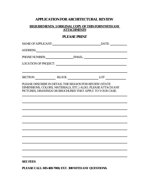 First page of the Application for Architectural Review