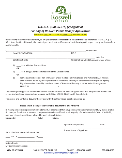 First page of the SAVE Affidavit for Public Benefit