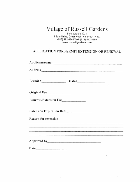 First page of the Application for Permit Extension or Renewal