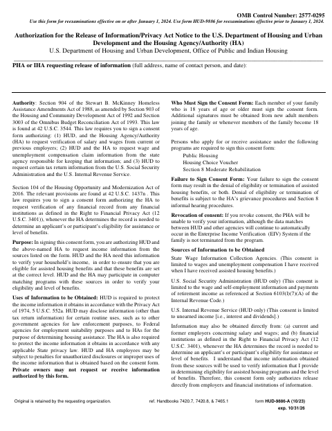 First page of the Authorization for the Release of Information/Privacy Act Notice