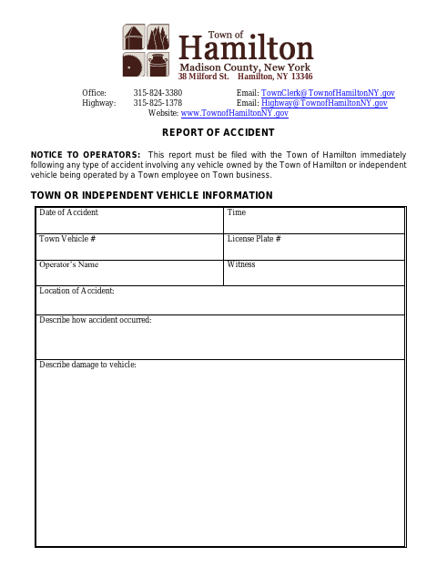 First page of the Report of Accident