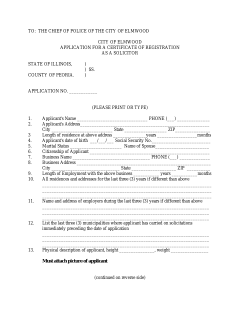 First page of the Application for a Certificate of Registration as a Solicitor