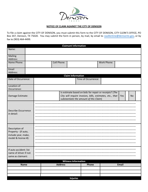 First page of the Notice of Claim