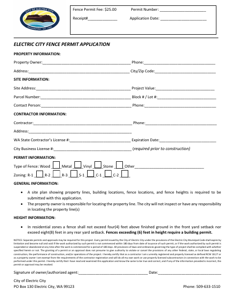 First page of the Fence Permit Application