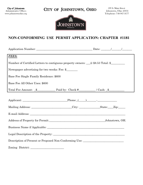 First page of the Non-Conforming Use Permit Application