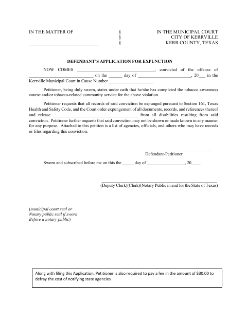 First page of the Defendant’s Application for Expunction