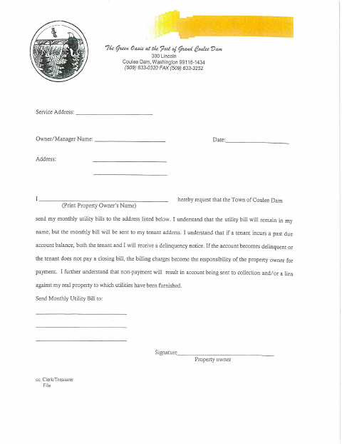 First page of the Tenant Agreement