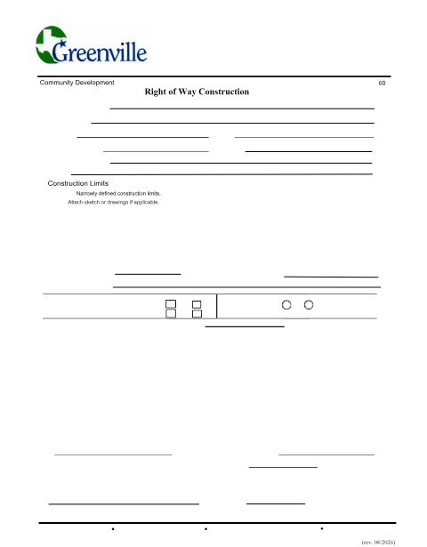 First page of the Right of Way Construction Permit Application