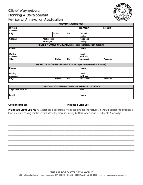 First page of the Petition of Annexation Application