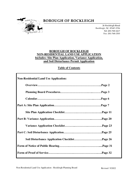 First page of the Non-Residential Land Use Application