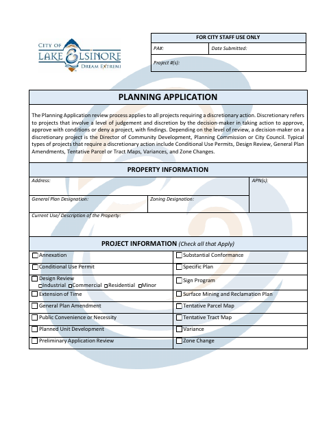 First page of the Planning Application