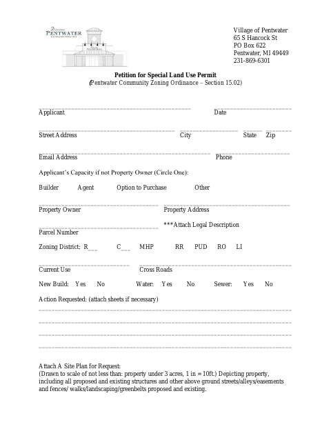 First page of the Petition for Special Land Use Permit