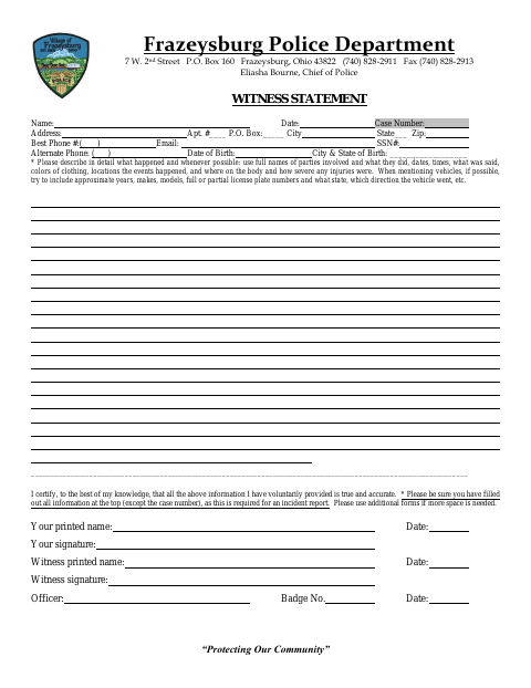 First page of the Witness Statement