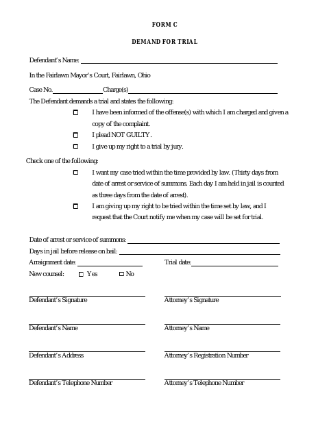 First page of the Demand for Trial