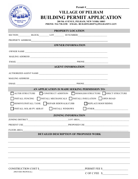 First page of the Building Permit Application