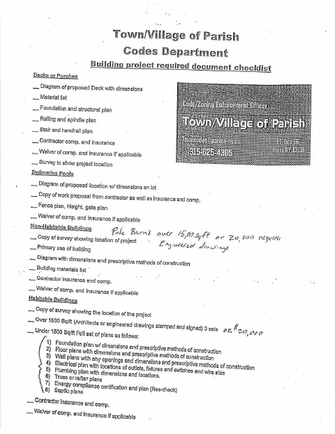 First page of the Pre-Application for Zoning and Building Permit