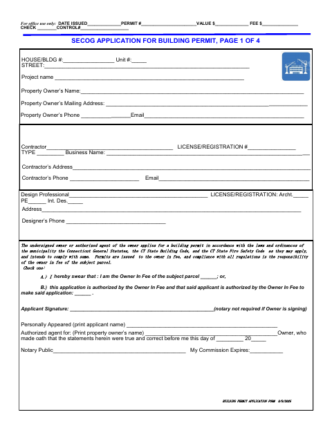 First page of the Building Permit Application