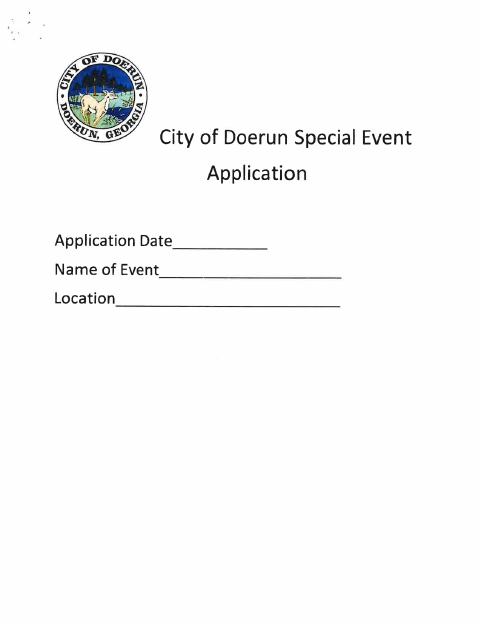 First page of the Special Event Application
