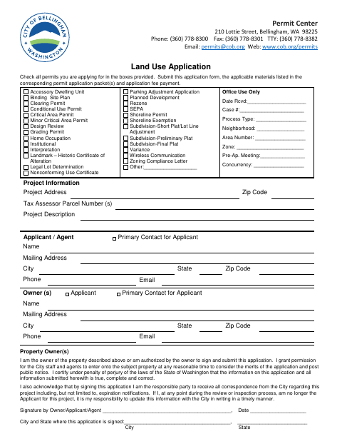 First page of the Critical Area Permit Application