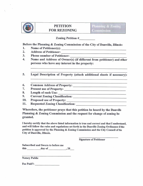 First page of the Petition for Rezoning