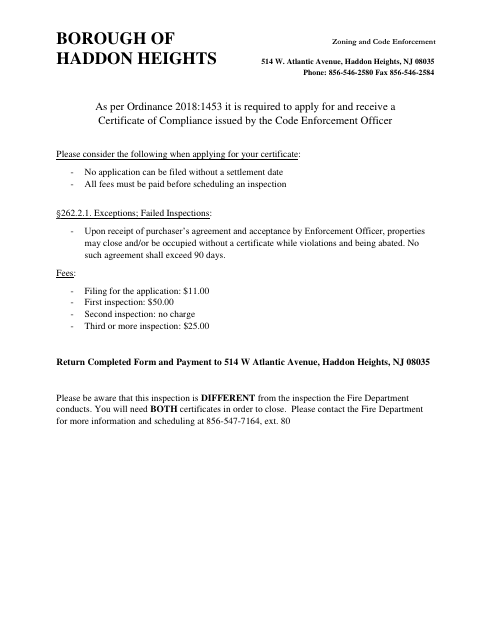 First page of the Certification of Continued Occupancy Application