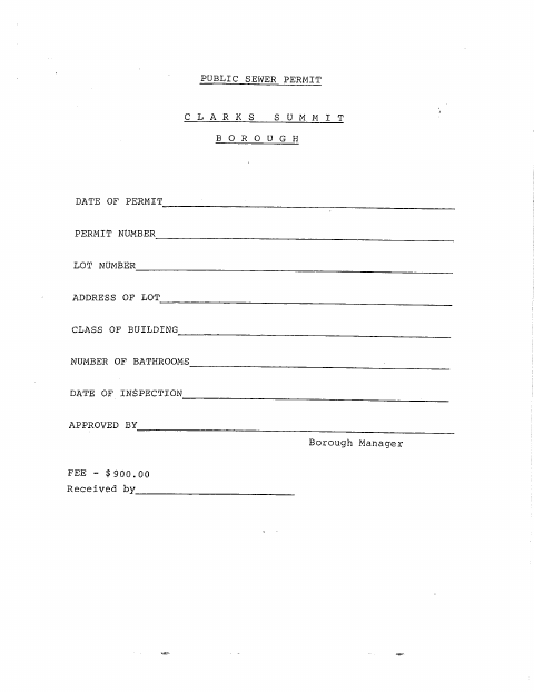 First page of the Public Sewer Permit