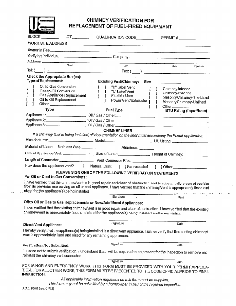 First page of the Chimney Verification