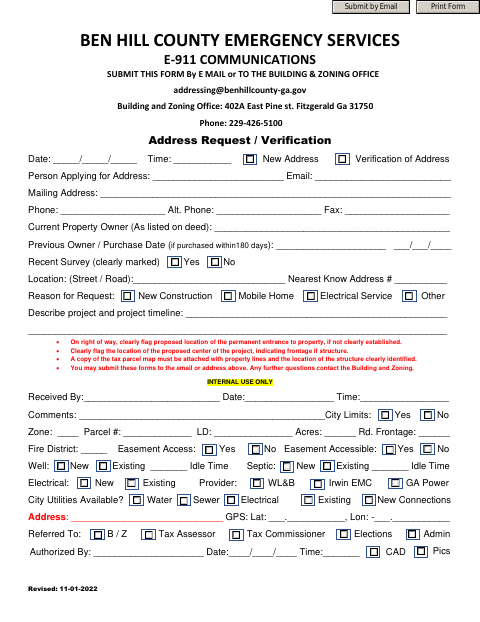 First page of the Address Request / Verification