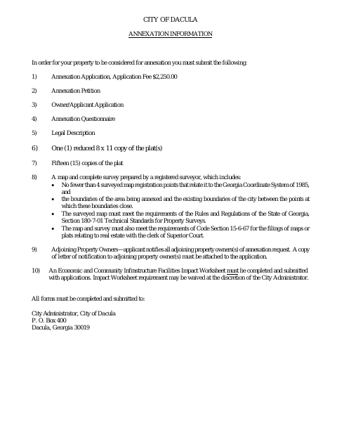 First page of the Annexation Application
