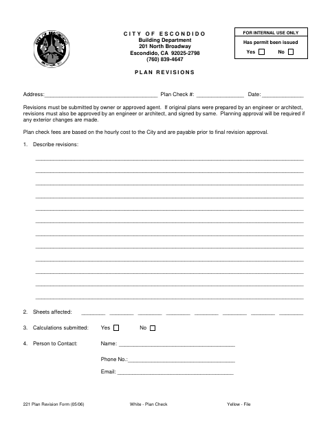 First page of the Plan Revisions