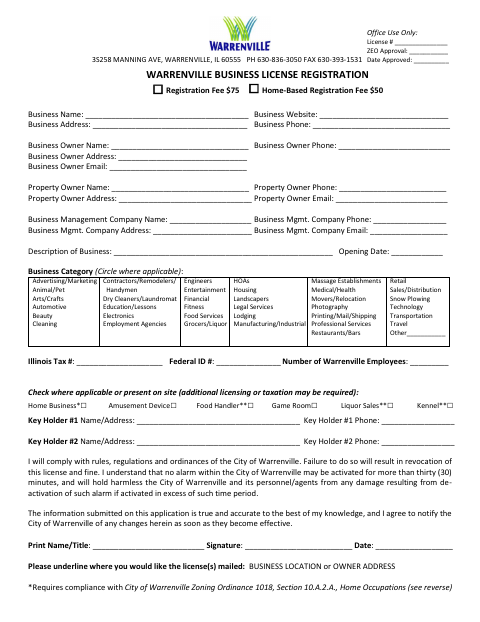 First page of the Business License Registration