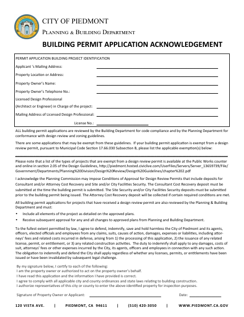 First page of the Owner-Builder Acknowledgement and Verification Information
