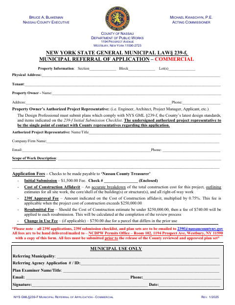 First page of the Commercial Municipal Referral of Application