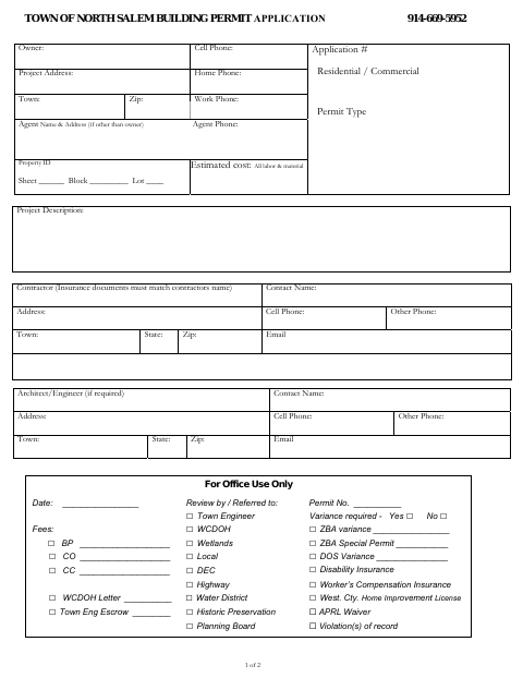 First page of the Building Permit Application