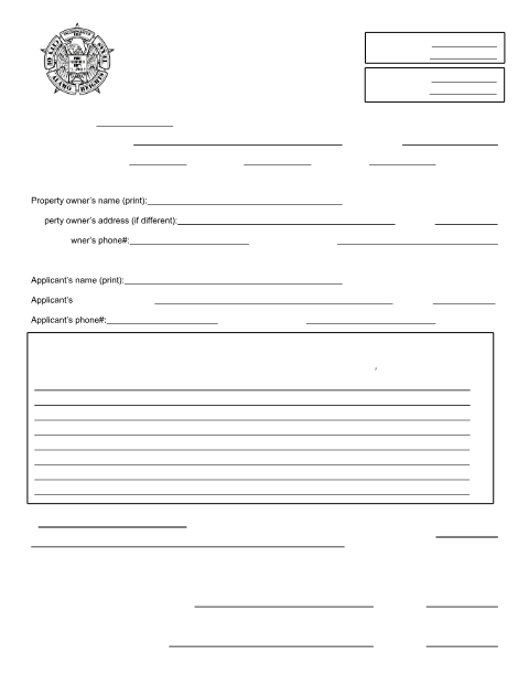 First page of the Board of Adjustment Project Review Application (Variance)