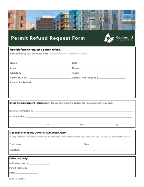 First page of the Refund Request Form