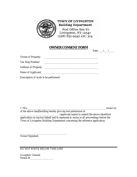 First page of the Owner Consent Form